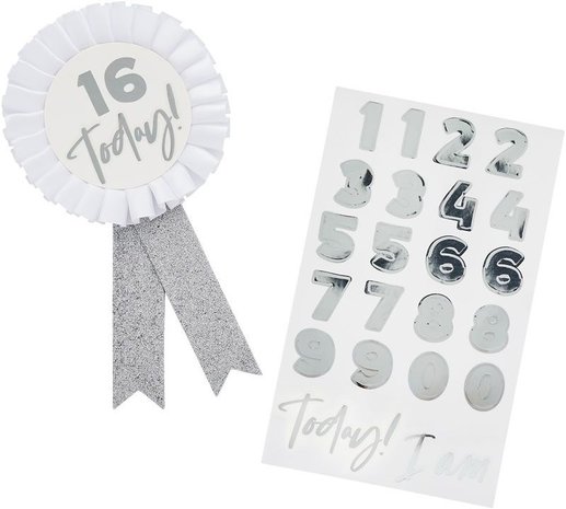 Hootyballoo Ages Rosette White/Silver 10cm | per piece