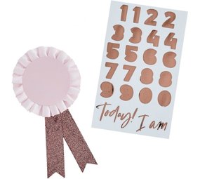 Hootyballoo Leeftijden Rozet Roze/ Rose Goud 10cm | per stuk Hootyballoo Leeftijden Rozet Roze/ Rose Goud 10cm | per stuk