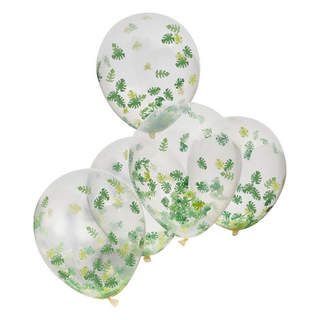 Ginger Ray Tropical Leaves Confetti Balloon | 5 pieces