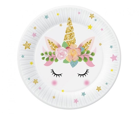 Godan Baby Unicorn Borden Goud 18cm | 6 stuks