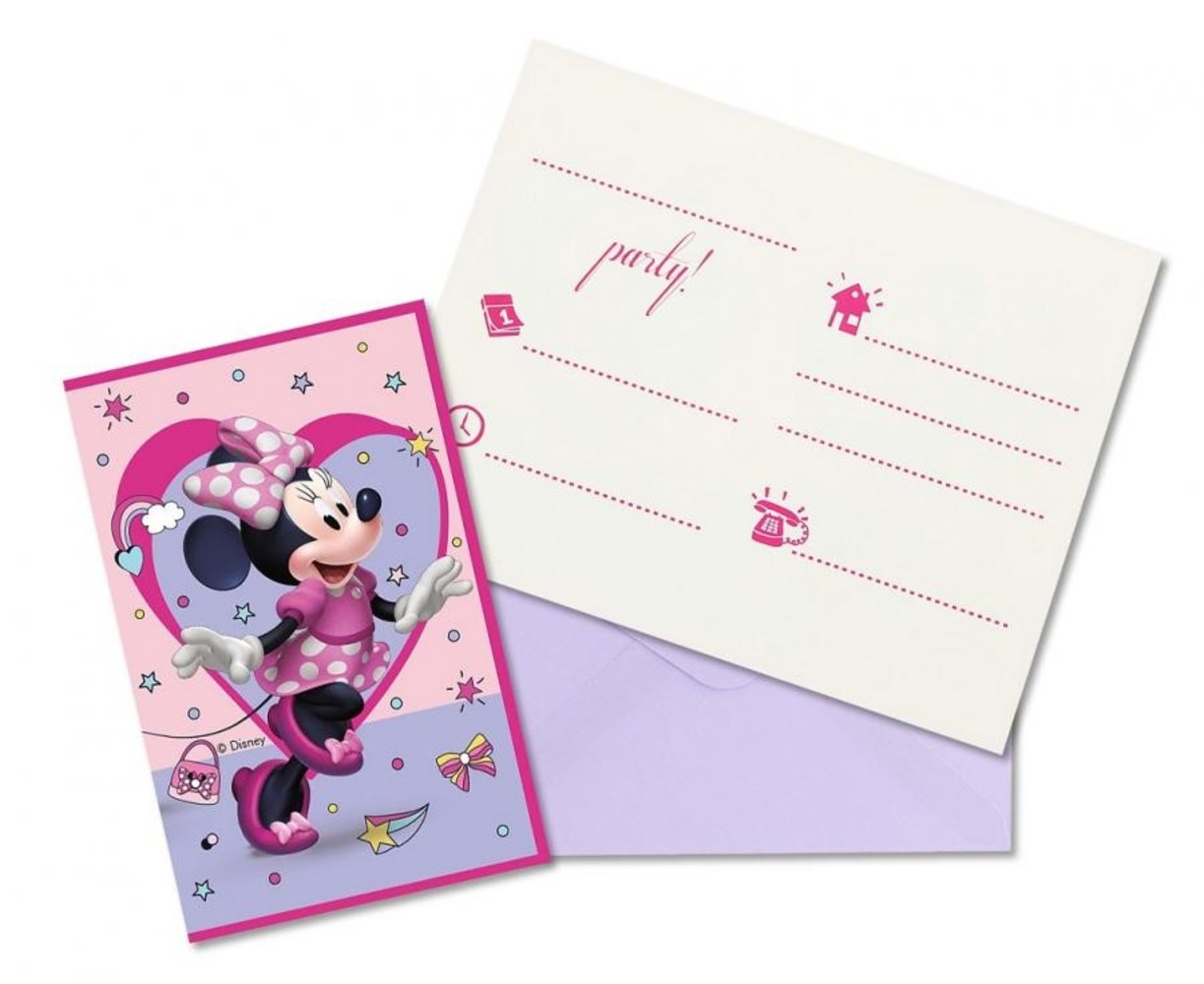 Procos Party Minnie Mouse Junior Einladungen | 6 Stück