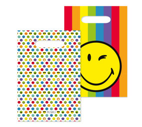 Amscan Geschenktüten aus Papier mit Smiley-Motiv, 16 x 23 cm | 8 Stück