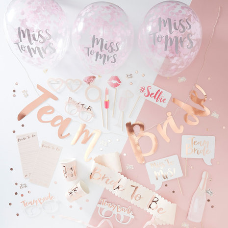 Ginger Ray Ensemble de décoration Team Bride or rose | 48 pièces