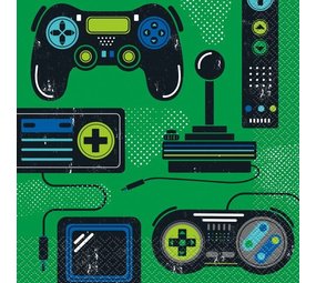 Unique Party Gamer Birthday Napkins 32x32cm | 16 pieces