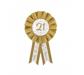 Paper Dreams Leeftijden Rozet  21 jaar Wit/ Goud 14cm | per stuk Paper Dreams Leeftijden Rozet  21 jaar Wit/ Goud 14cm | per stuk