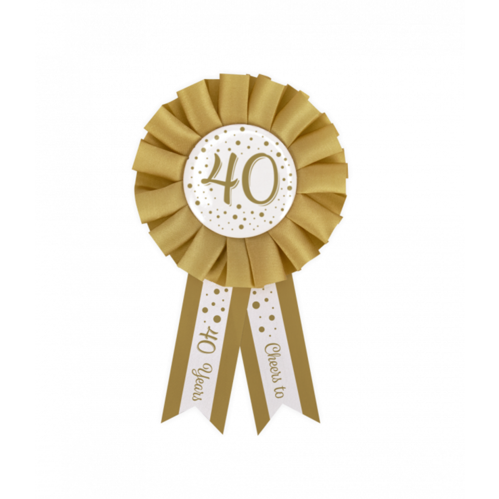 Paper Dreams Altersrosette 40 Jahre Weiß/Gold 14 cm | pro Stück