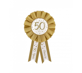 Paper Dreams Leeftijden Rozet  50 jaar Wit/ Goud 14cm | per stuk Paper Dreams Leeftijden Rozet  50 jaar Wit/ Goud 14cm | per stuk