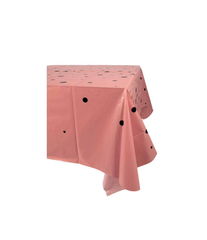 Paper Dreams Tafelkleed Rosé Goud met Zwarte Stippen 137x274cm | per stuk Paper Dreams Tafelkleed Rosé Goud met Zwarte Stippen 137x274cm | per stuk