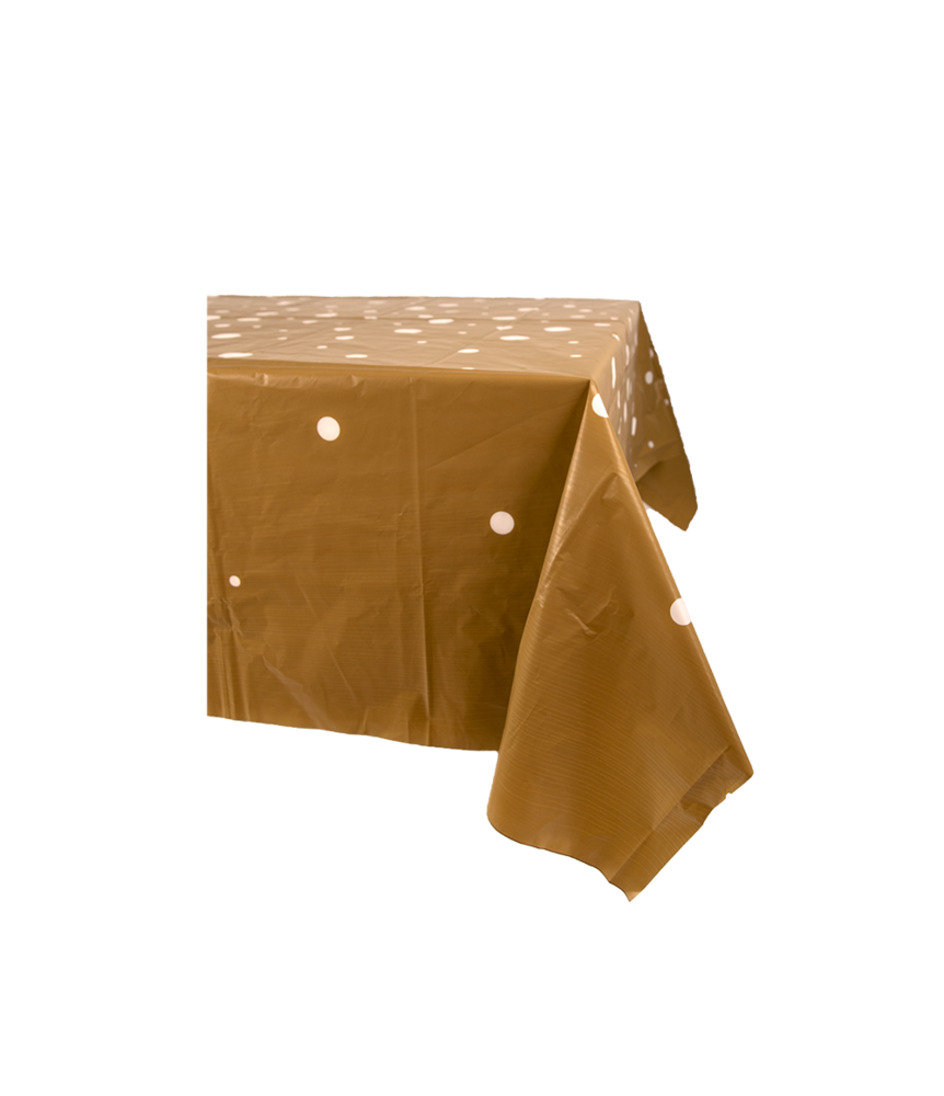 Paper Dreams Tafelkleed Goud met Witte Stippen 137x274cm | per stuk Paper Dreams Tafelkleed Goud met Witte Stippen 137x274cm | per stuk