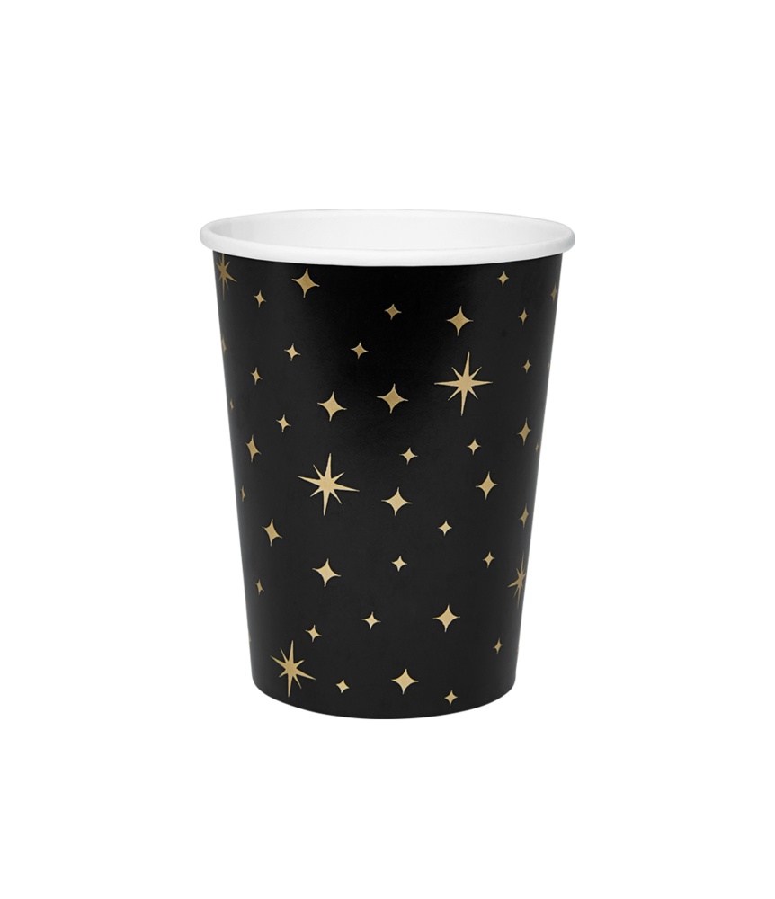 Paper Dreams Beker Zwart met Gouden Sterren | 8 stuks Paper Dreams Beker Zwart met Gouden Sterren | 8 stuks