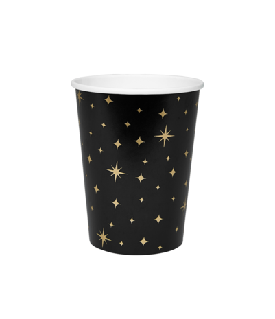 Paper Dreams Mug noir à étoiles dorées | Lot de 8
