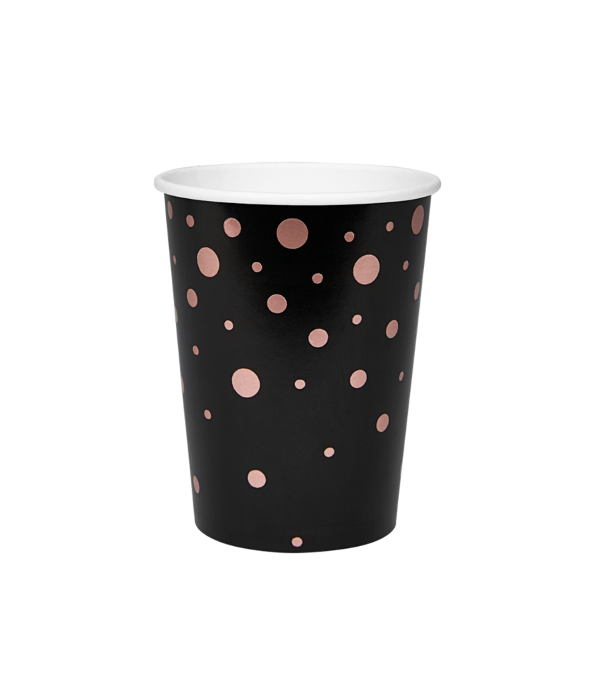 Paper Dreams Black Mug with Rose Gold Dots | 8 pieces