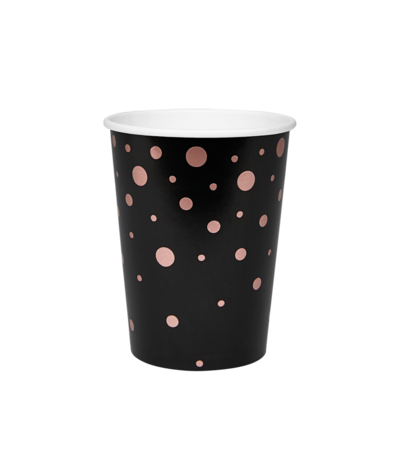 Paper Dreams Mug noir à pois or rose | Lot de 8