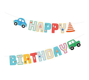 Tuf-Tuf Guirlande de lettres en forme de véhicules « Joyeux anniversaire » | 2,5 m