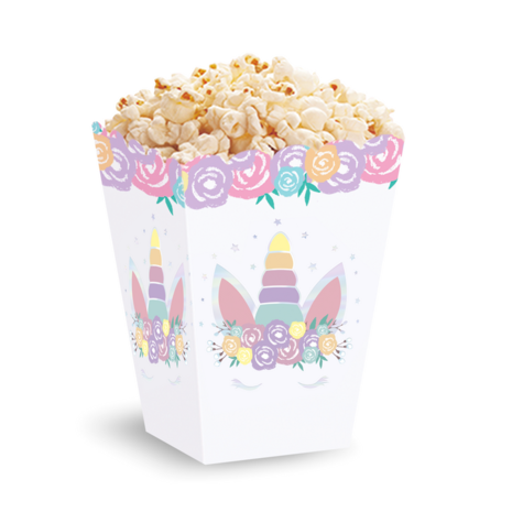 Tuf-Tuf Baby Unicorn Popcorn Bakjes 8,5x12,5cm | 6 stuks Tuf-Tuf Baby Unicorn Popcorn Bakjes 8,5x12,5cm | 6 stuks