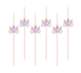 Tuf-Tuf Baby Unicorn Papieren Rietjes  20cm | 6 stuks Tuf-Tuf Baby Unicorn Papieren Rietjes  20cm | 6 stuks