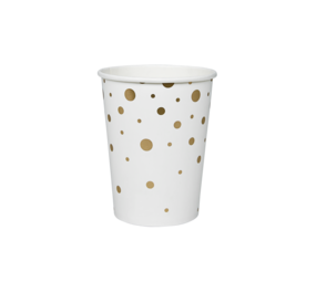 Paper Dreams Weiße Tassen mit goldenen Punkten, 210 ml | 8 Stück