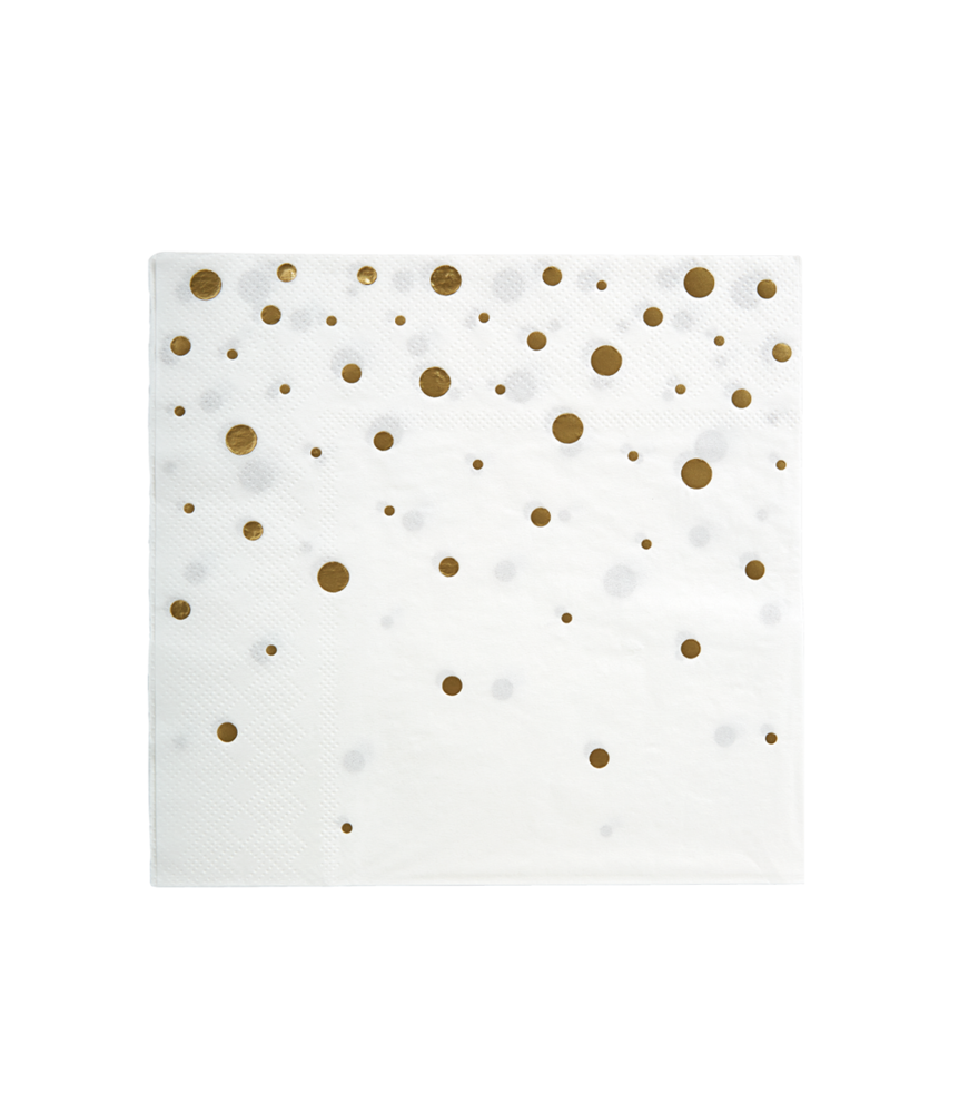 Paper Dreams Serviettes blanches à pois dorés | 16 pièces