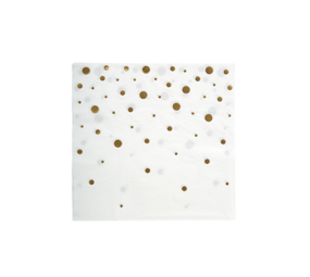 Paper Dreams Serviettes blanches à pois dorés | 16 pièces