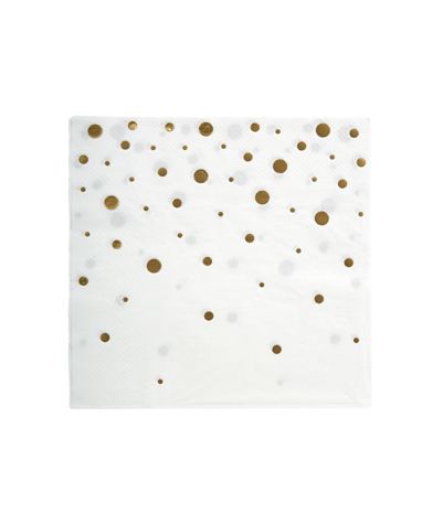 Paper Dreams Serviettes blanches à pois dorés | 16 pièces