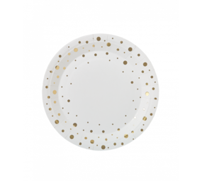 Paper Dreams Assiettes blanches à pois dorés 23 cm | 8 pièces