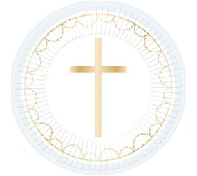 Amscan Assiettes de communion croix bleu clair 23 cm | 8 pièces