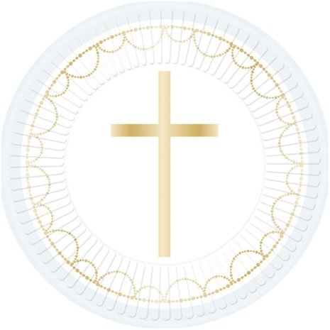 Amscan Communion Plates Cross Light Blue 23cm | 8 pieces