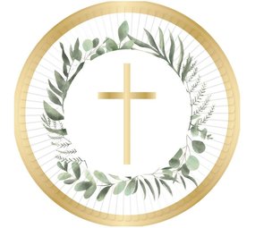 Amscan Abendmahlsteller Kreuz Botanic 23 cm | 8 Stück