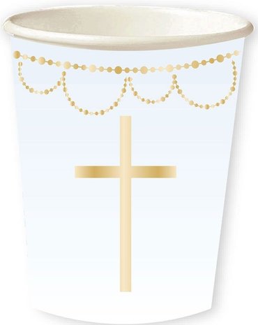 Amscan Communion Cups Cross Light Blue 237ml | 8 pieces