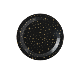 Paper Dreams Bord Zwart Met Gouden Sterren 23cm | 8 stuks Paper Dreams Bord Zwart Met Gouden Sterren 23cm | 8 stuks
