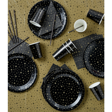 Paper Dreams Black Sign with Gold Stars 23cm | 8 pieces Paper Dreams Black Sign with Gold Stars 23cm | 8 pieces