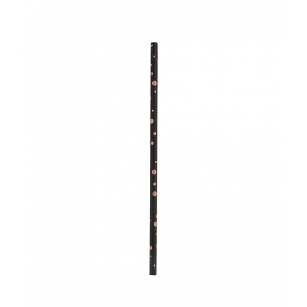Paper Dreams Black Straws with Rose Gold Dots | 8 pieces