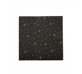Paper Dreams Serviettes noires à étoiles dorées 33 x 33 cm | 16 pièces