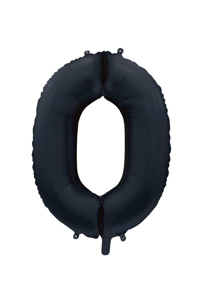 WeFiesta Helium Balloon Number 0 Satin Black | 86cm