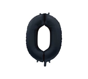 WeFiesta Heliumballon Zahl 0, Satin Schwarz | 86 cm