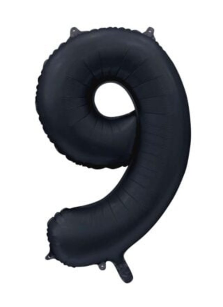 WeFiesta Helium Balloon Number 9 Satin Black | 86cm