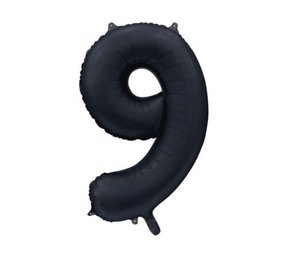 WeFiesta Helium Balloon Number 9 Satin Black | 86cm