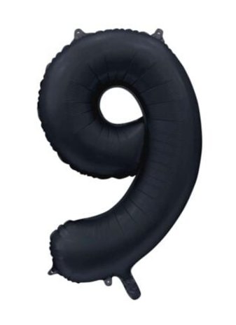 WeFiesta Helium Balloon Number 9 Satin Black | 86cm