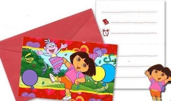 Amscan Dora Party Invitation red envelopes 6 pieces