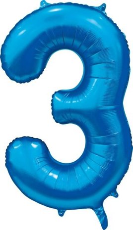 Folat Blauer Folienballon mit der Zahl 3 | 86 cm