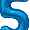 Folat Ballon bleu métallisé numéro 5 | 86 cm