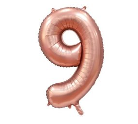 WeFiesta Heliumballon, Satin, Roségold, Zahl 9 | 86 cm
