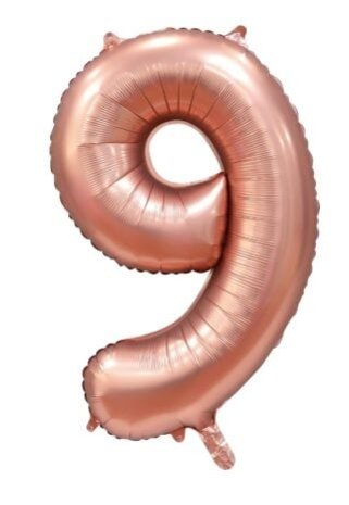 WeFiesta Helium Balloon Satin Rose Gold Number 9 | 86cm