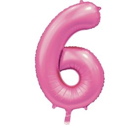 WeFiesta Helium Ballon Satin Roze cijfer 6 | 86cm WeFiesta Helium Ballon Satin Roze cijfer 6 | 86cm