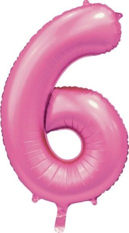 WeFiesta Helium Ballon Satin Roze cijfer 6 | 86cm WeFiesta Helium Ballon Satin Roze cijfer 6 | 86cm