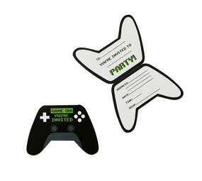 Hootyballoo Invitations en forme de manette de jeu | 10 pièces