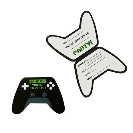 Hootyballoo Invitations en forme de manette de jeu | 10 pièces