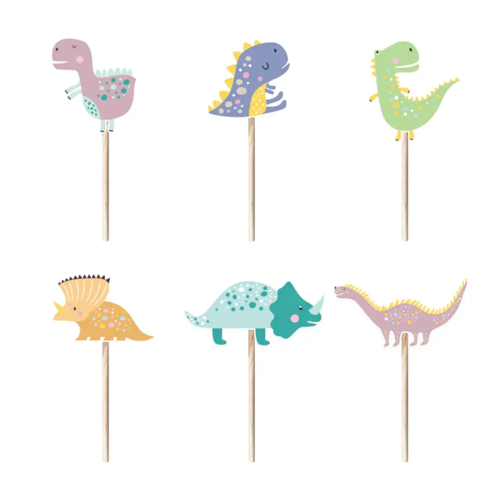 Tuf-Tuf Décorations pour gâteau Dino Time | 6 pièces