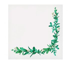 Godan Serviettes de table à motifs de feuilles 33 x 33 cm | 20 pièces