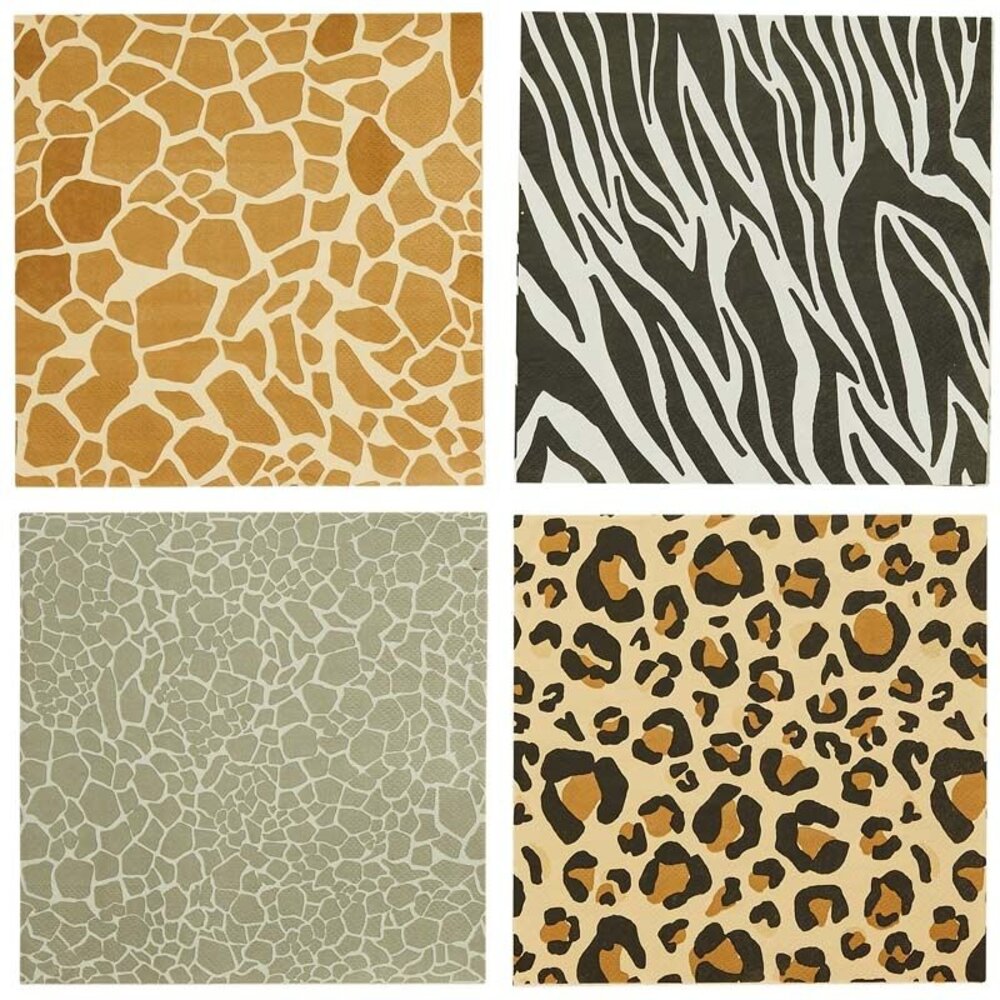 Hootyballoo Serviettes de table motif animaux safari 33 x 33 cm | 16 pièces